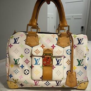 Louis Vuitton white multicolor speedy 30